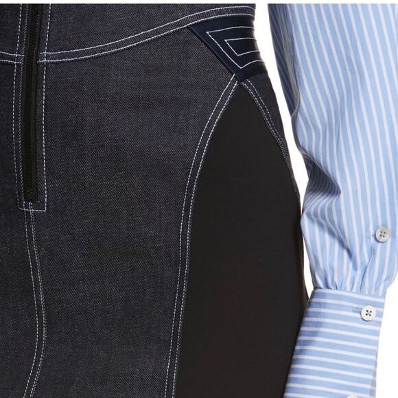 Diane Von Furstenberg InBan Design Band Zip Front Fitted Denim Jean Pencil Skirt - Picture 5 of 16